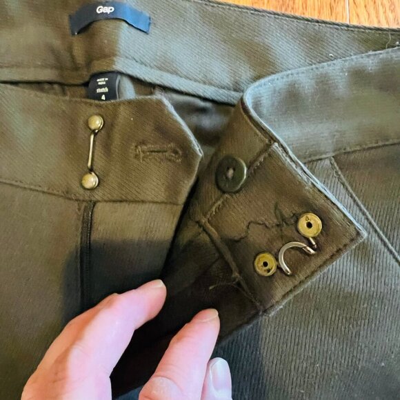 GAP Womens Pants Size 4 Army Green Faux Brown Suede Patch Riding Equestrian - Picture 12 of 16